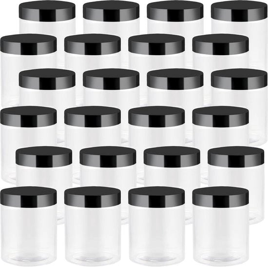Contenitore in Plastica 24 pezzi 250 ml - BPA libero - Contenitore trasparente - Apertura ampia - Stivabile - Leggero - Cassetto di conservazione