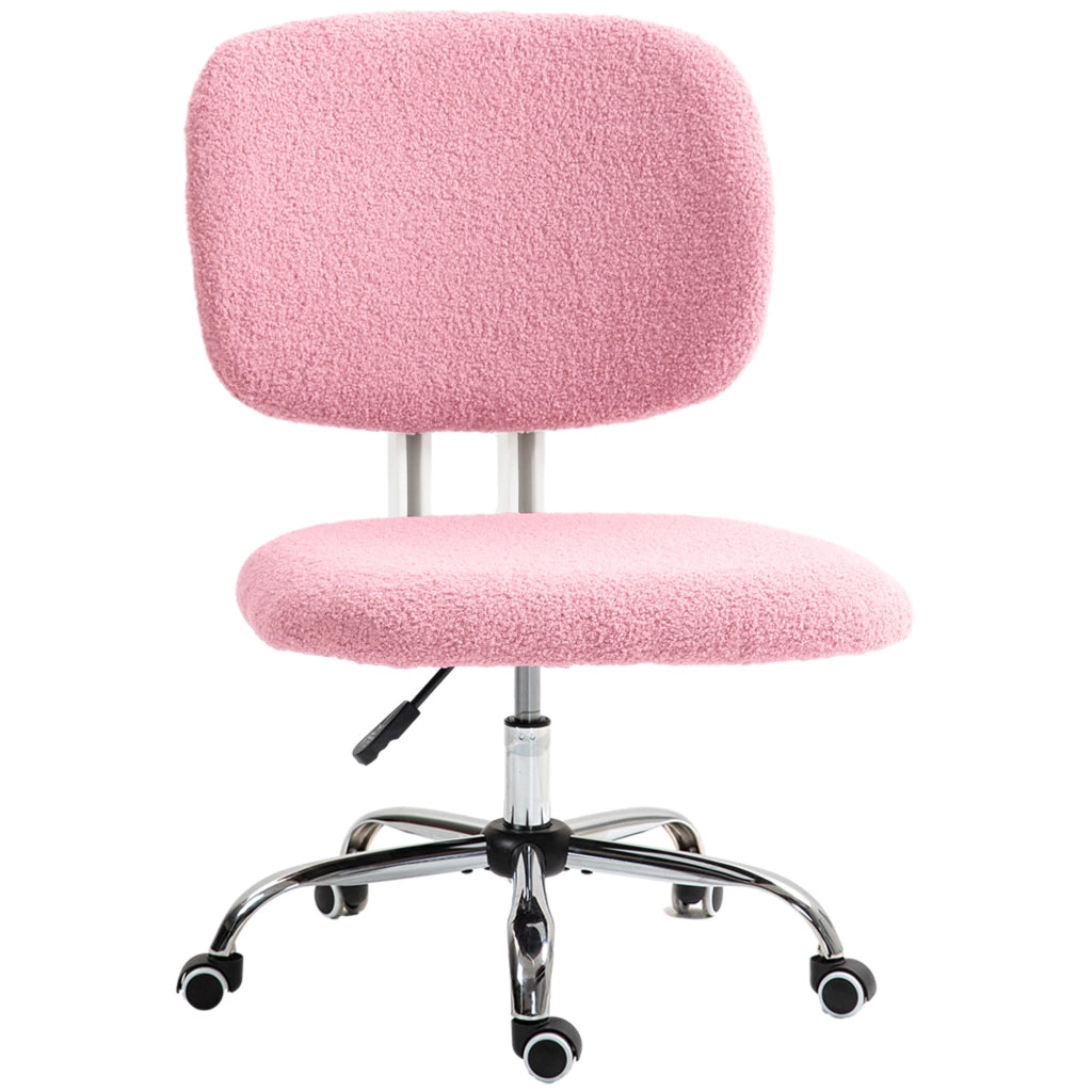 Sedia da ufficio girevole regolabile in altezza senza braccioli con schienale medio in poliestere rosa 48 × 53 × 80-90 cm