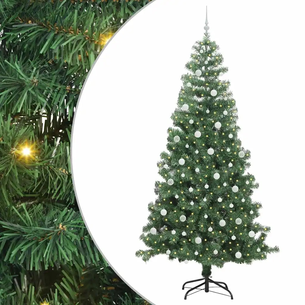 Albero di Natale con 300 LED con supporto-Luci decorative natalizie Verde 240 cm PVC 408795