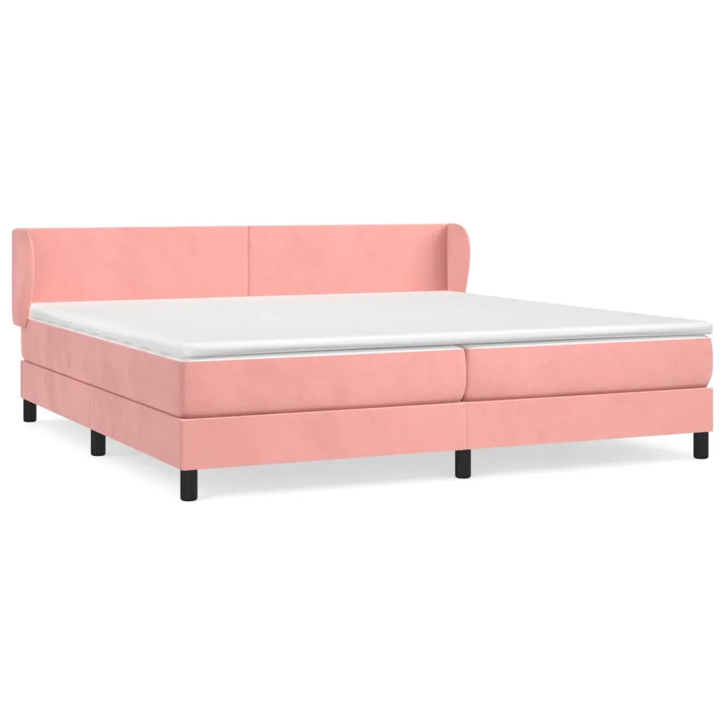 Giroletto a Molle con Materasso Rosa 200x200 cm in Velluto 3127396