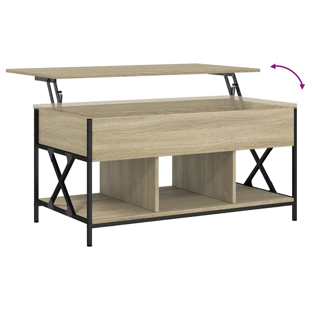 Tavolino Salotto Rovere Sonoma 100x55x50 cm Multistrato Metallo 845337