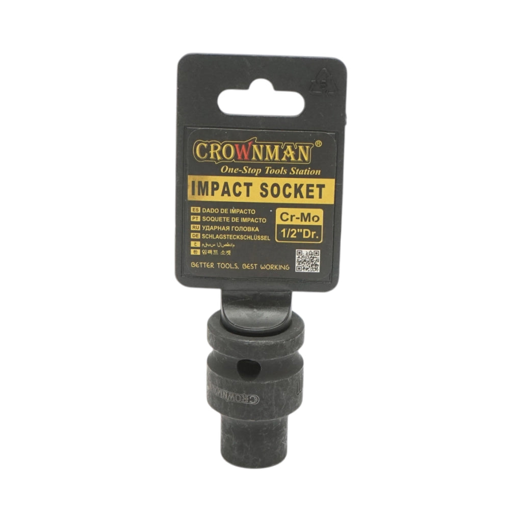 Chiave a bussola a impatto Crownman da 10 mm, attacco quadro da 1/2" in acciaio Cr-Mo