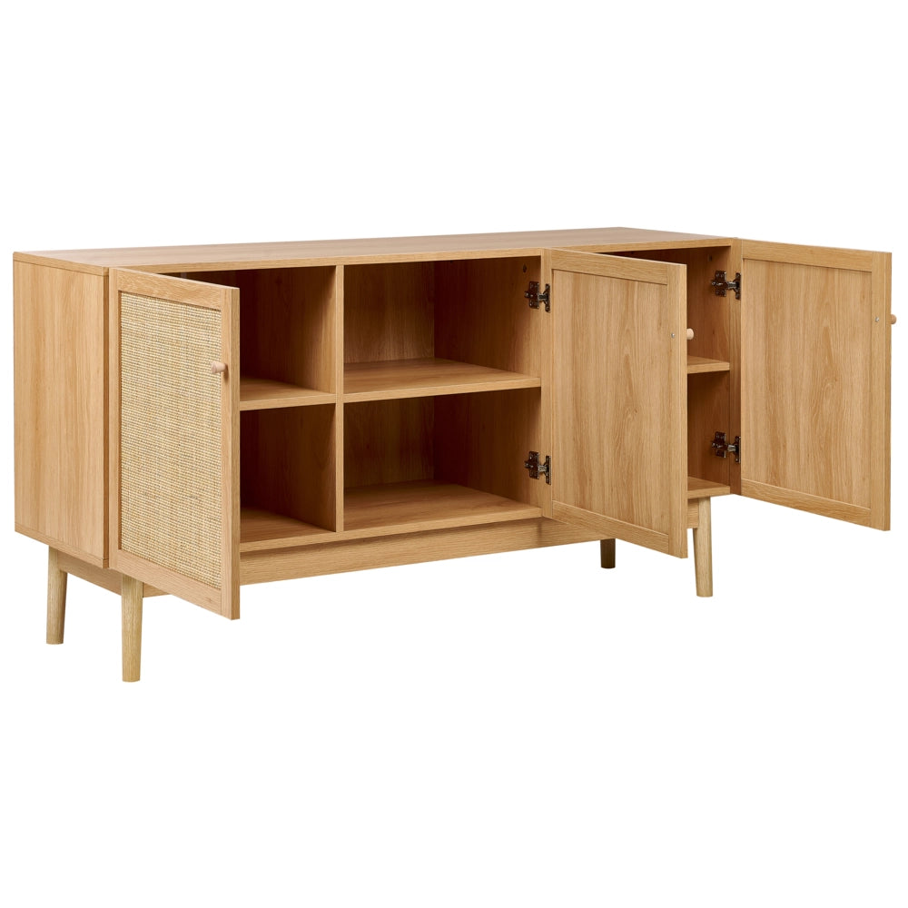 Credenza a 3 ante in truciolato legno chiaro legno di pino stile Boho