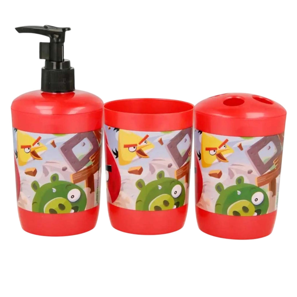 Set di accessori da bagno a 3 pezzi, dispenser di sapone e bicchiere Rosso Inny