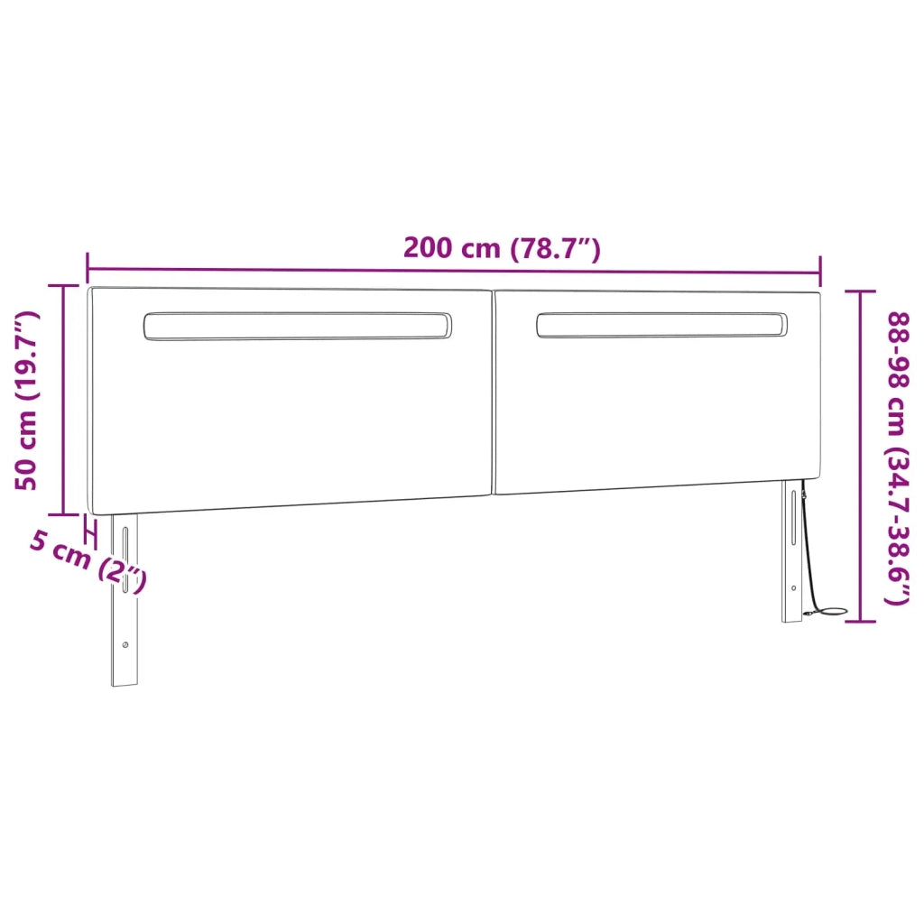Testiera | Testata LED Bianco 200 cm Pelle Sintetica