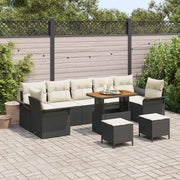 Set Divano da Giardino con cuscino 10 pcs Nero polyrattan