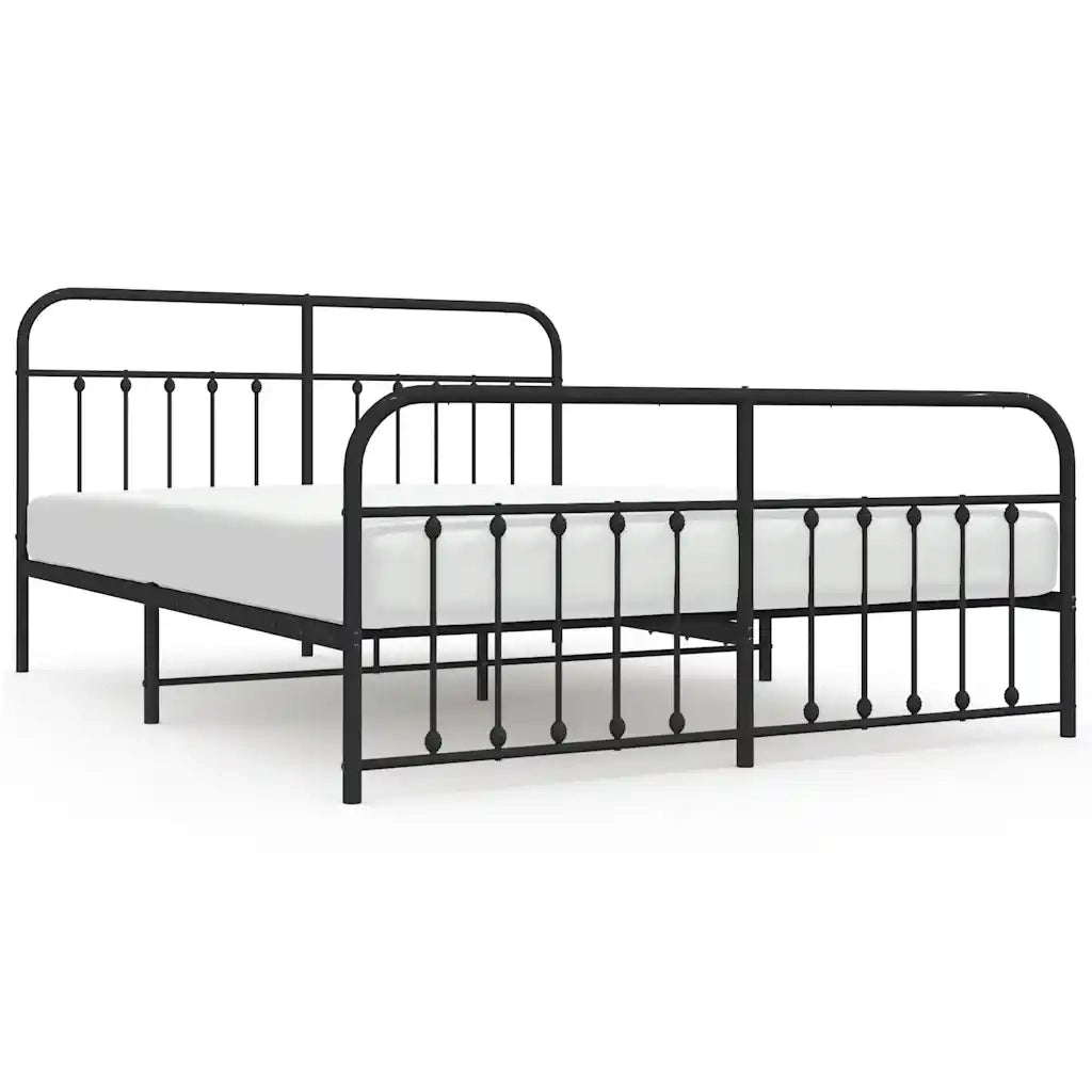 Giroletto con Testiera e Pediera-Struttura Letto Metallo Nero 183x213 cm 368714