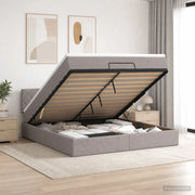 Letto ottomano con materasso Tortora 180 x 200 cm Tessuto 3456431