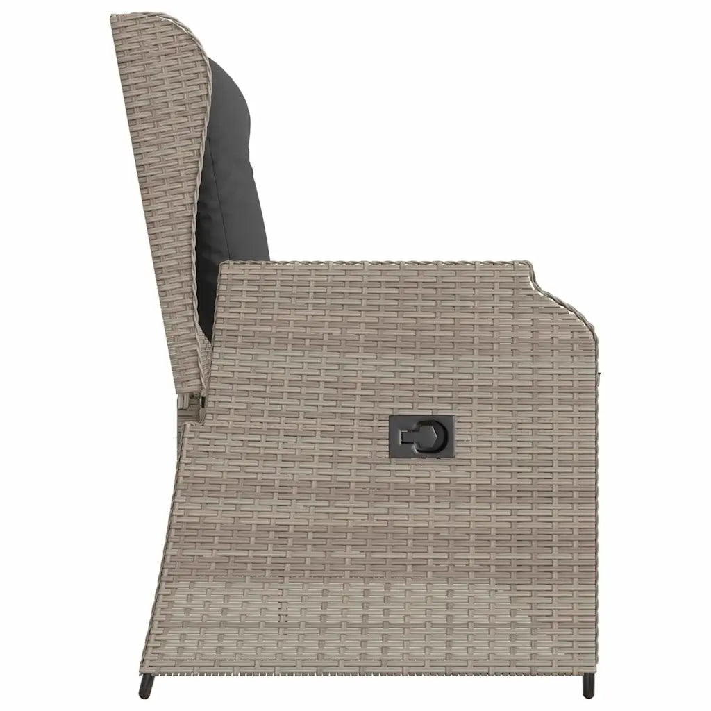 Panca Reclinabile Giardino con Cuscini-Sgabello-Sedia da esterno Grigio Chiaro Polyrattan 373040
