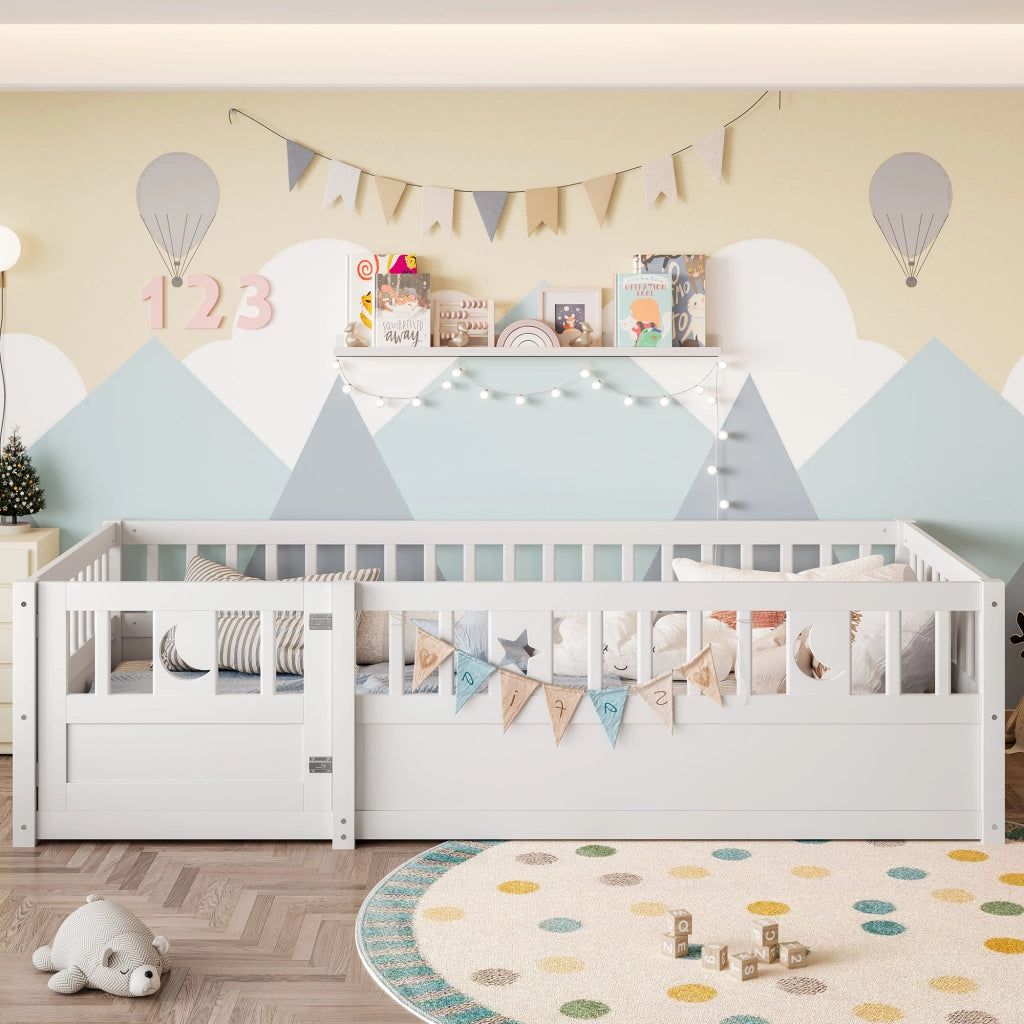 LETTO per bambini con sponde 90x190 cm in pino bianco