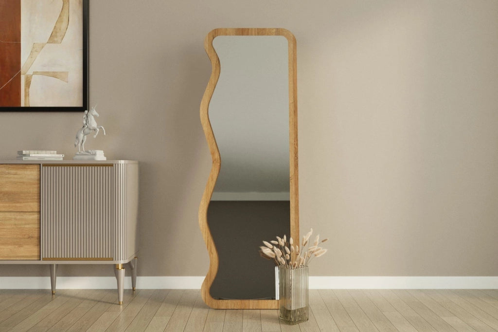 Bissonen\, Specchio Forma Rettangolare, 50x160h cm Marrone Rovere