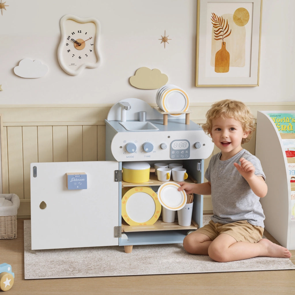 Cucina Giocattolo per Bambini ¨C Minimal ¨C Legno MDF, Colore Blu Chiaro