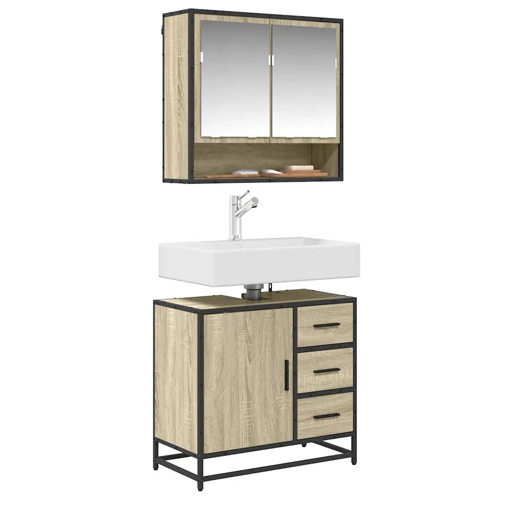 Mobile Lavabo da Bagno-Armadietto da bagno Rovere Sonoma 65x33x60 cm in Truciolato 461752