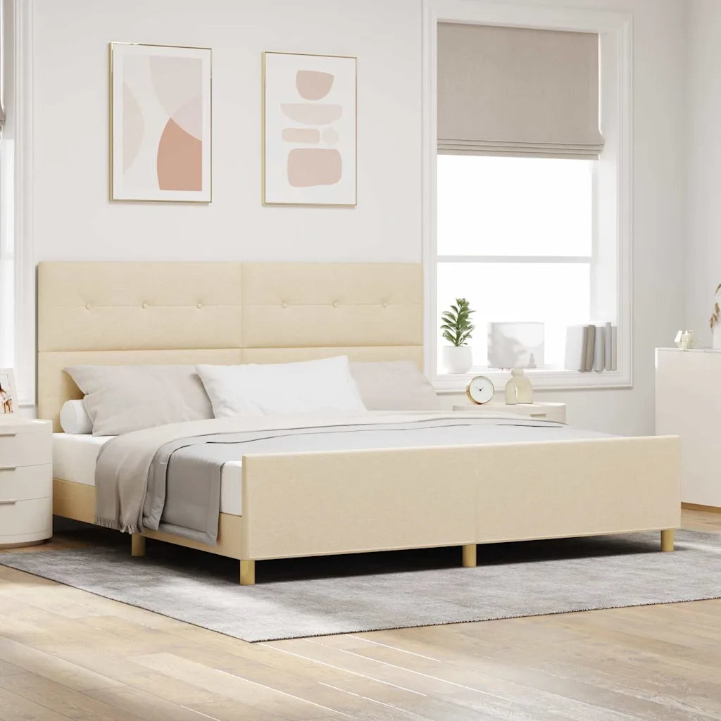 Struttura del letto con testiera Crema 200 x 200 cm Tessuto