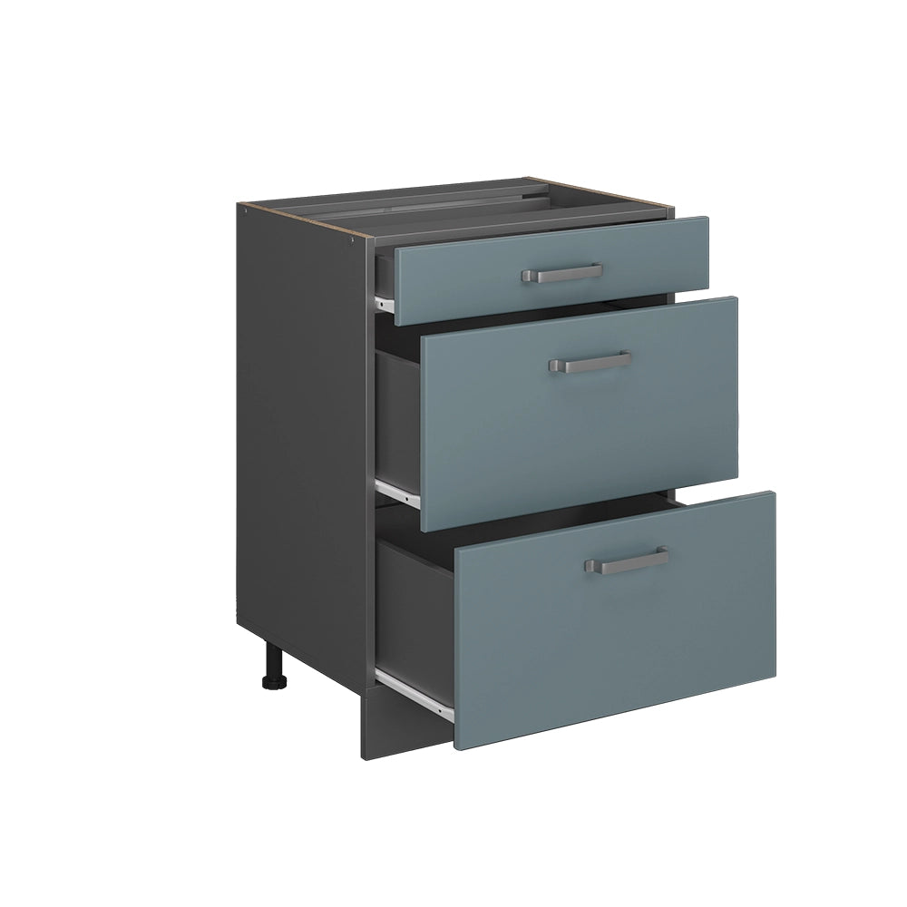 Vicco Mobiletto base per cucina Grigio-blu 60 cm con cassetti, PL Antracite