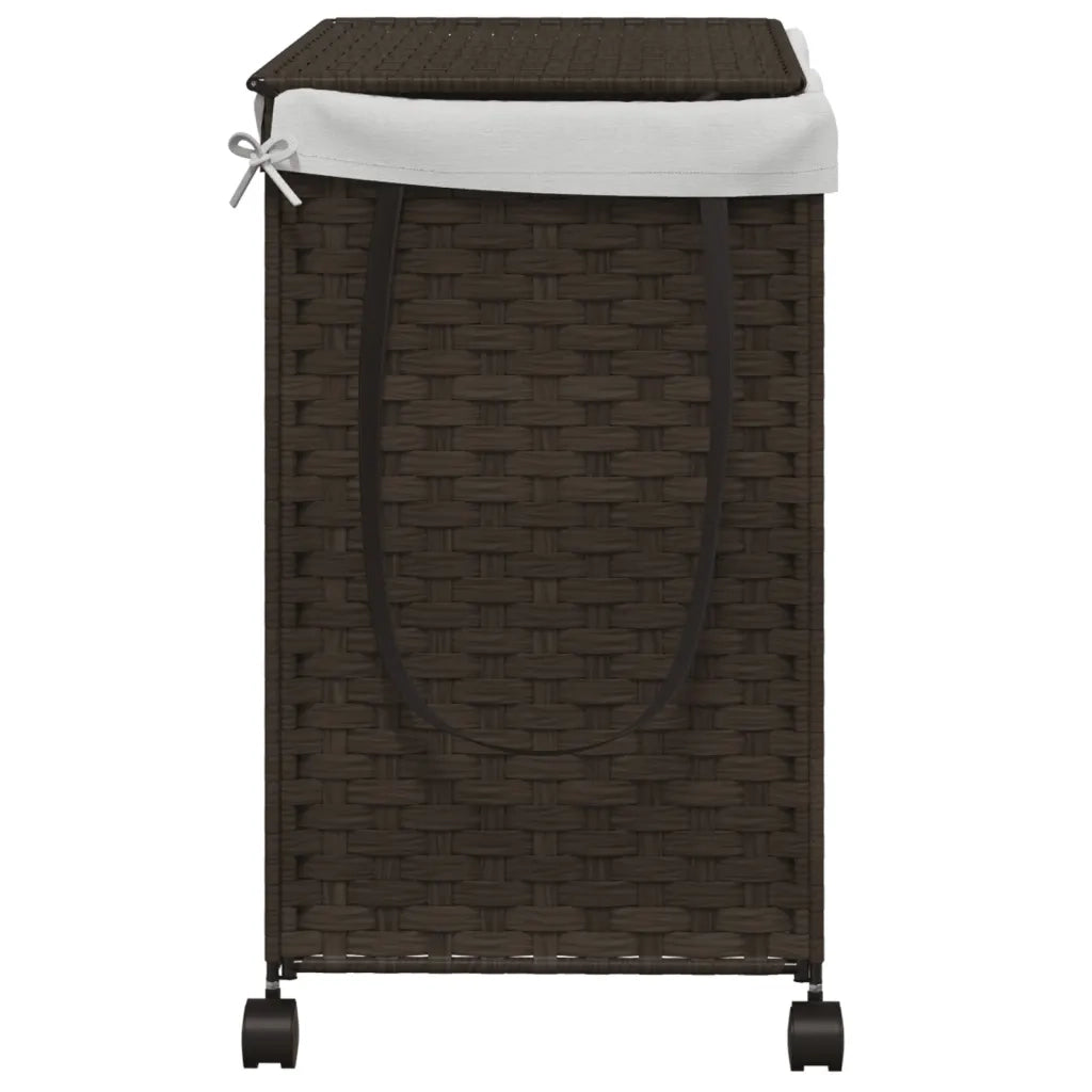 Cesto Portabiancheria Ruote Marrone Scuro 60x35x60,5 cm Rattan 372040
