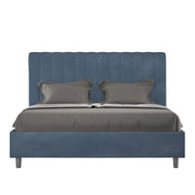 Letto Matrimoniale 160x190 cm con Rete e Contenitore Agueda Blu