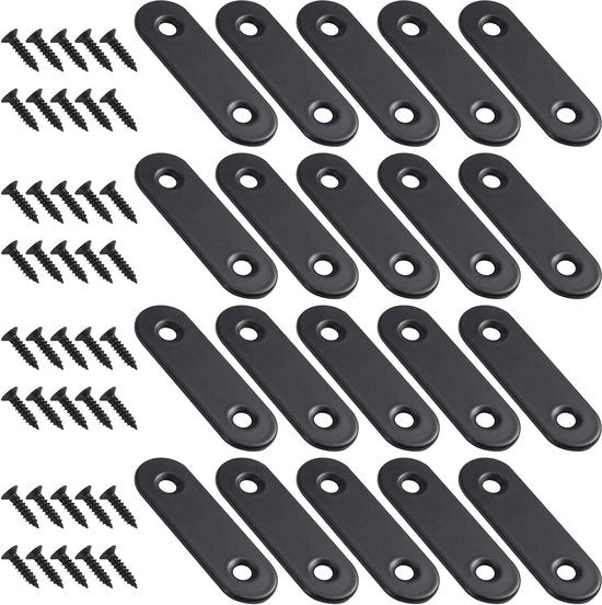 Hoekverbinder in acciaio inossidabile - 50 x 16 mm - nero - 20 pezzi