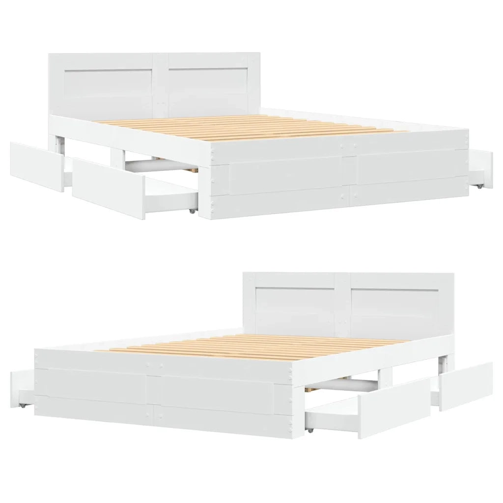 Letto matrimoniale | Letto per adulti | Struttura del letto 2 pcs Bianco 137 x 188 cm Legno multistrato