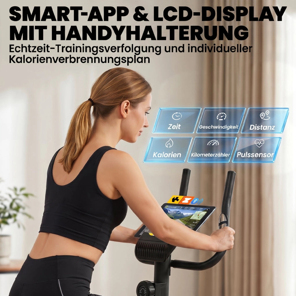 Ciclismo Indoor Bicicletta da Allenamento ¨C Zephmum ¨C Regolabile in Altezza con App e Monitor LCD