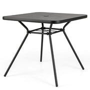 Tavolo da giardino quadrato 80 x 80 x 72,5 cm con foro per ombrellone e robusta struttura in metallo nero 20_0013990