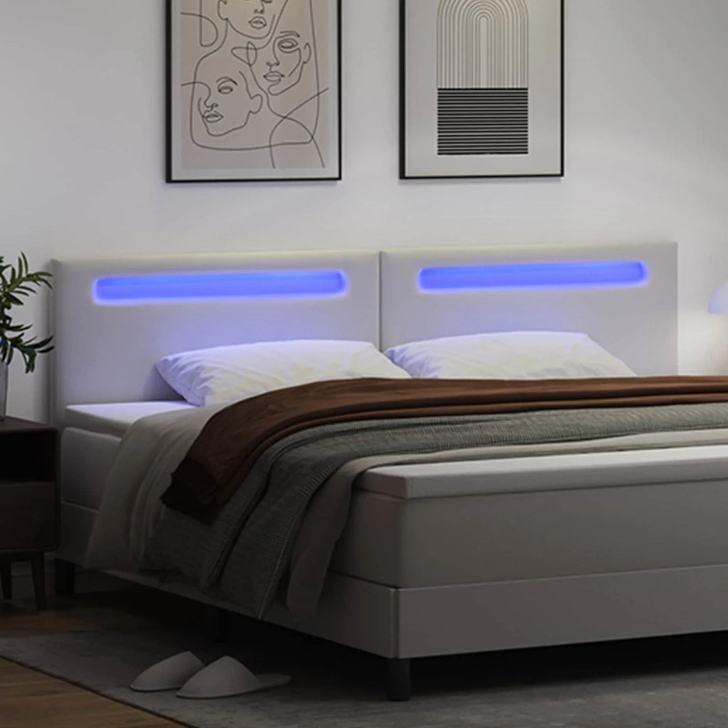 Testiera | Testata LED Bianco 200 cm Pelle Sintetica