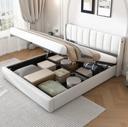 Letto imbottito 180x200 cm con LED, USB ricaricabile e vano contenitore