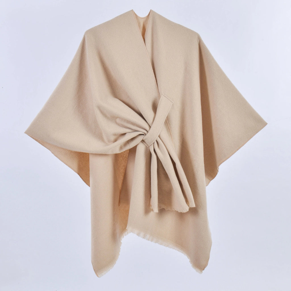 Nuovo mantello caldo da donna, semplice scialle in cashmere a tinta unita con spacco su entrambi i lati