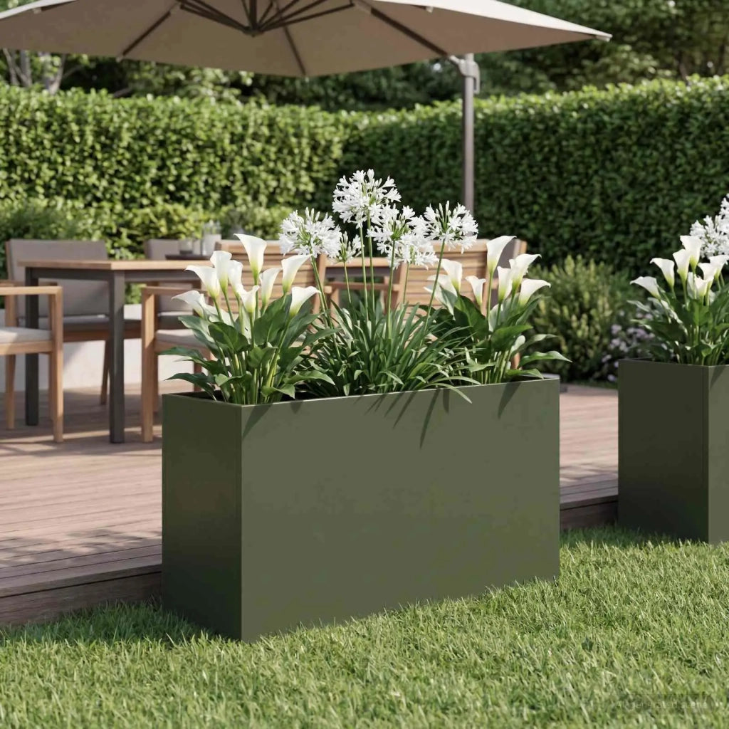 Vaso da giardino Verde Oliva 80 x 30 x 50 cm 8005602