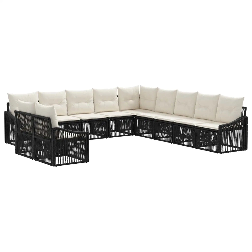 Set Divano da Giardino 11 pz Nero polyrattan 3436057