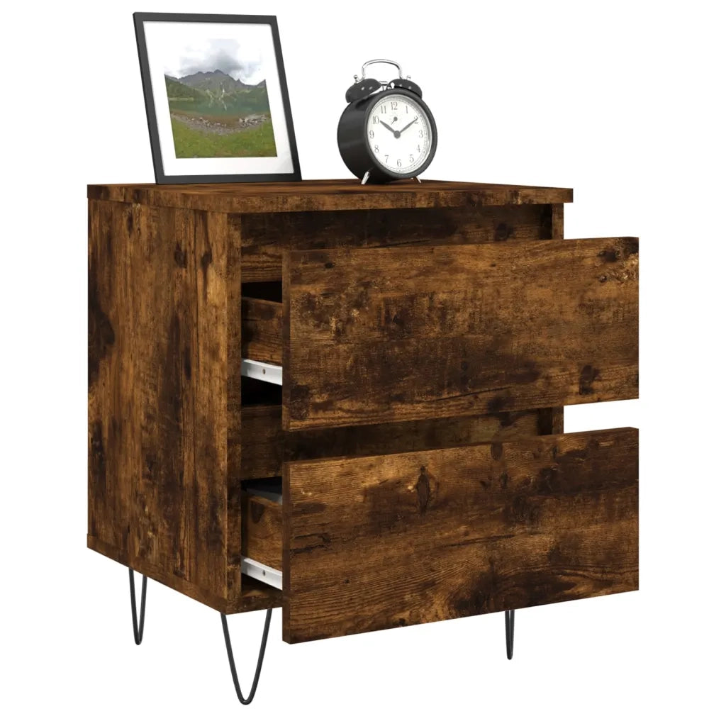 Comodini 2pz Rovere Fumo 40x35x50 cm in Legno Multistrato 826887