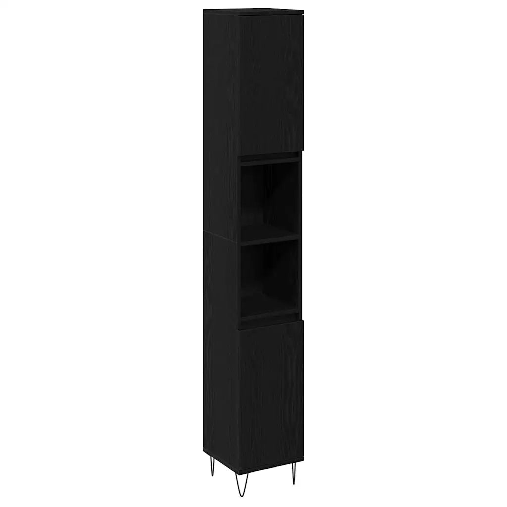 Mobile da Bagno Rovere Nero 30 x 30 x 190 cm Legno multistrato 862882