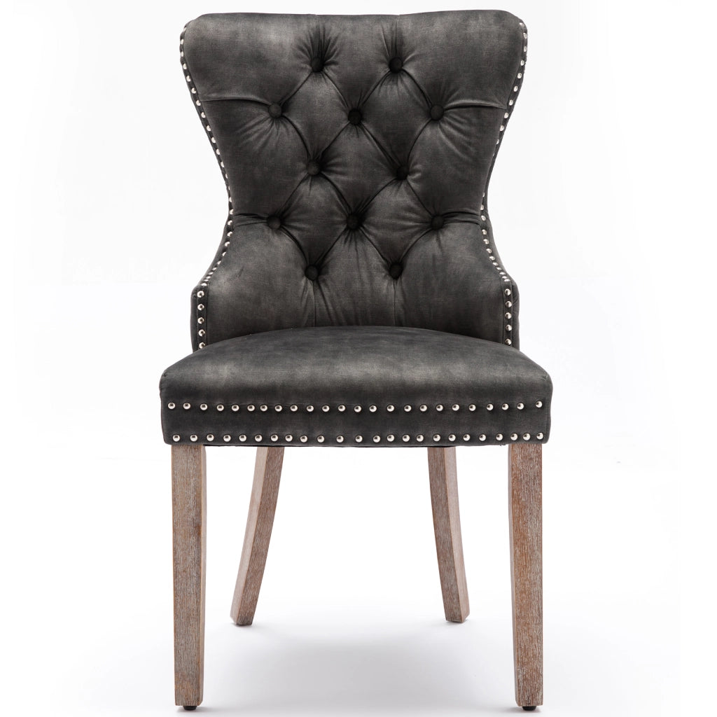 Sedia da Pranzo in Velluto con Gambe in Legno Massello ¨C Xylo ¨C Grigio, Set 4 Pezzi