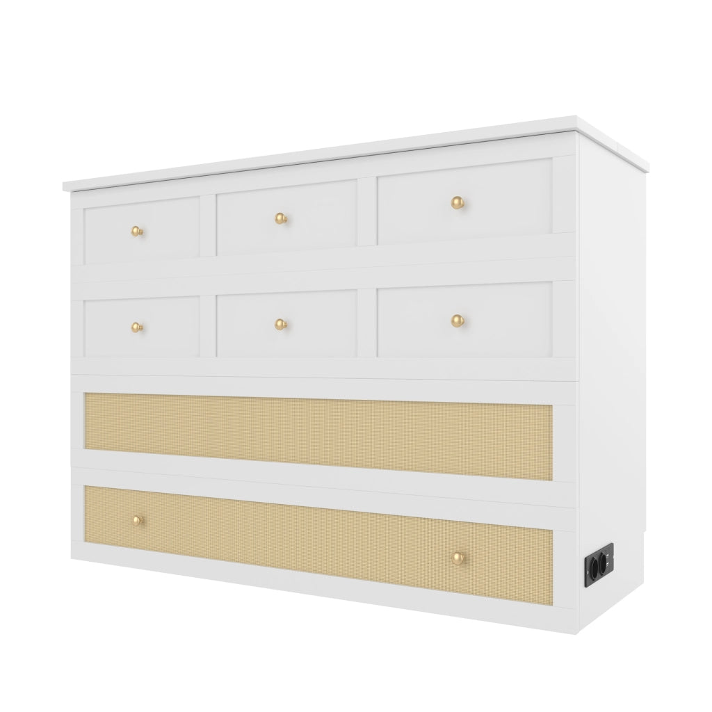 LETTO Convertibile 140x200 cm MDF Bianco con USB e presa