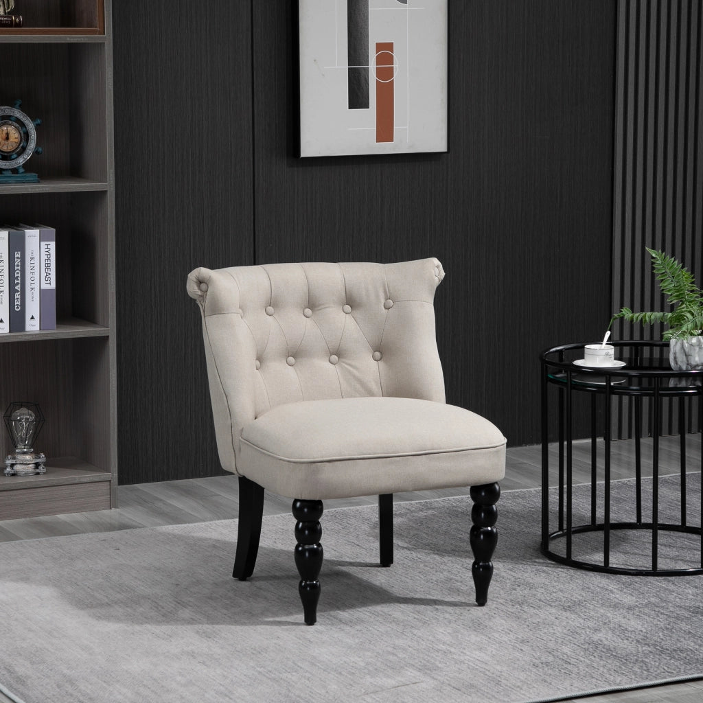 Poltrona Relax Vintage in Tela Beige con Gambe in Legno ¨C zephmum ¨C 100x80x90