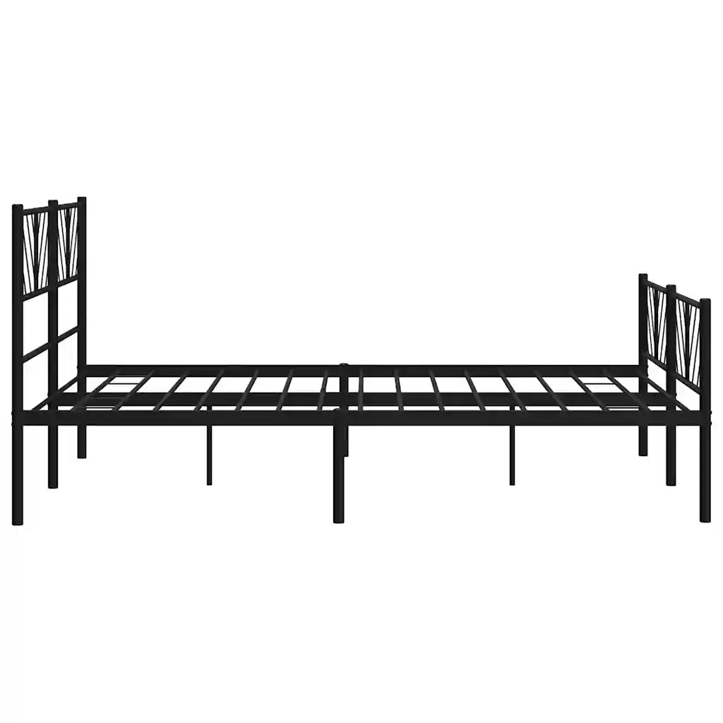 Giroletto con Testiera e Pediera Metallo Nero 135x190 cm 372196