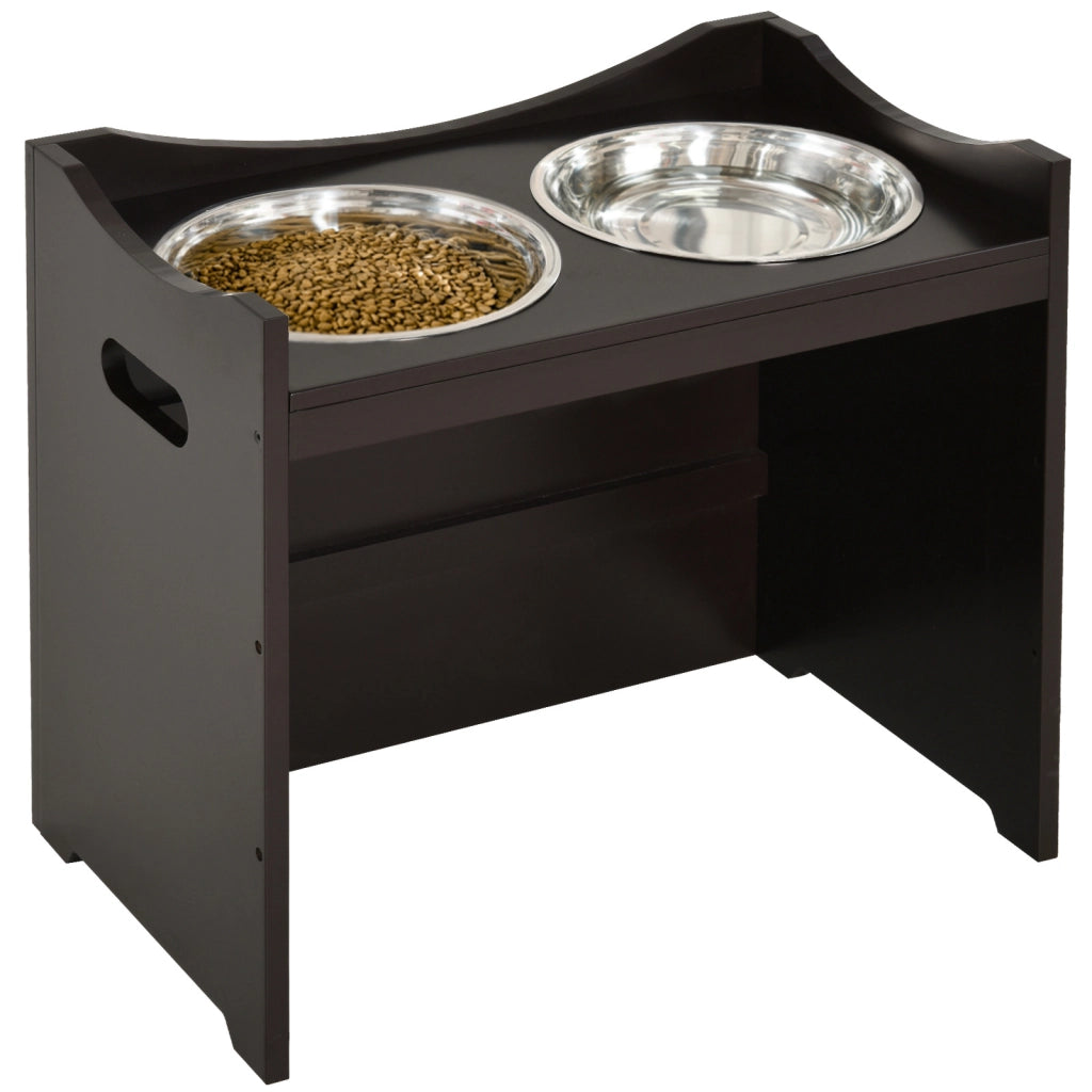 MANGIATOIA regolabile per cani e gatti 54x31,5x47 cm MDF marrone caffè