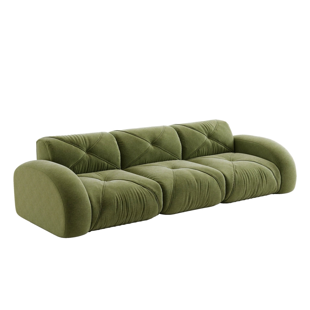 Divano Modulare 3 Posti in Tessuto Chenille ¨C MINIMAL ¨C Verde, Senza Montaggio