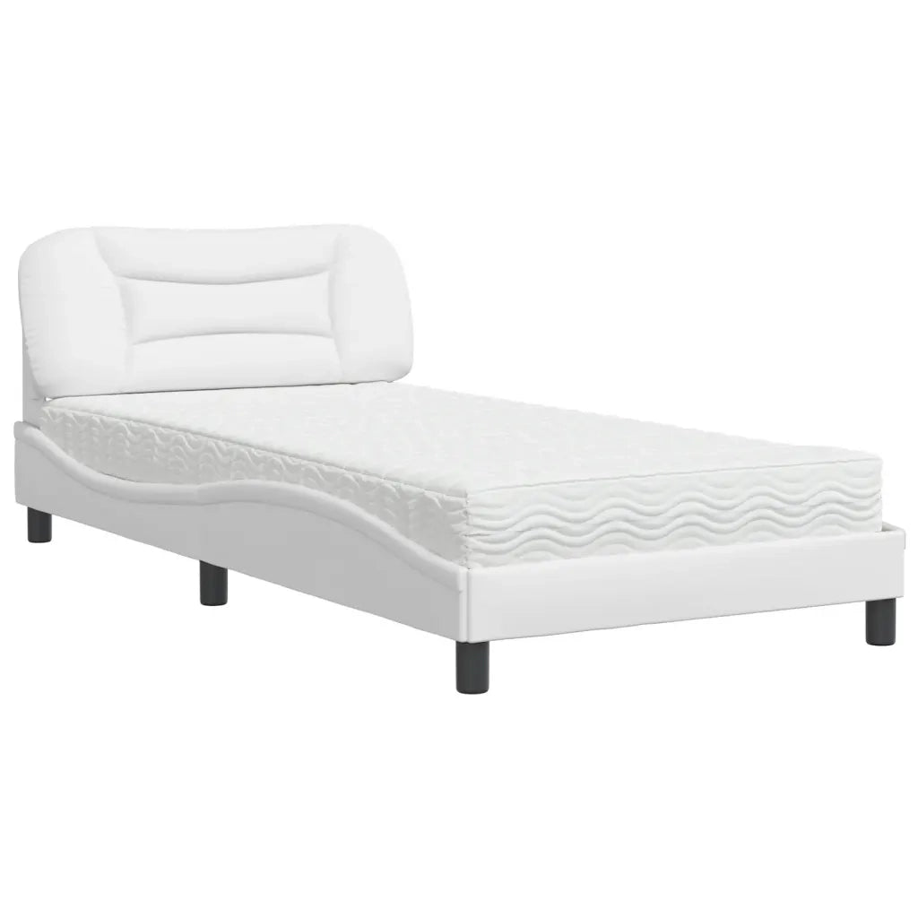Letto con Materasso Hvar Bianco 100x200 cm in Similpelle
