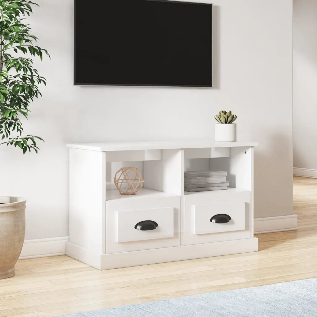 Mobile Porta TV-Mobile per TV-Credenza TV Bianco Lucido 80x35x50 cm in Legno Multistrato