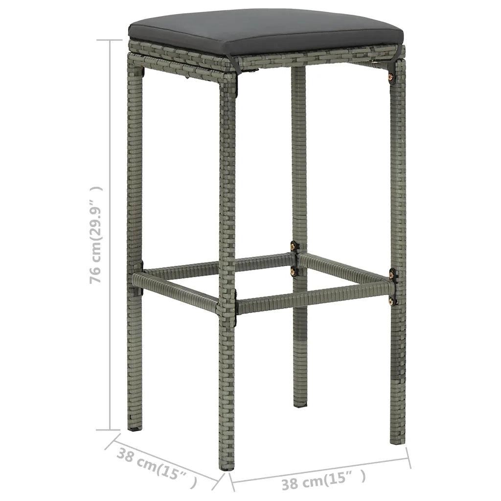 Set da Bar 3 pz in Polyrattan Grigio 313472
