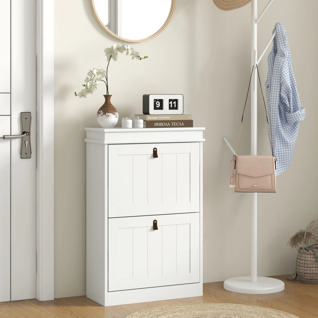 Scarpiera con Ante e Ripiani Aggiustabili ¨C zephmum ¨C Bianco 54x24x82,5 cm
