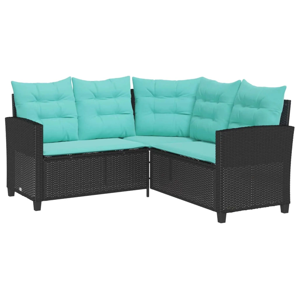 Divano da giardino 2 pcs Nero e Turchese Poly Rattan 4103880