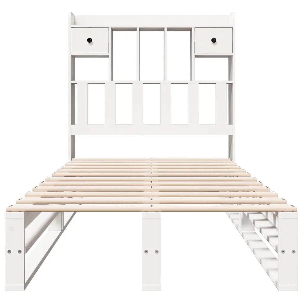 Letto Libreria senza Materasso Bianca 90x200 cm Legno di Pino 3323951