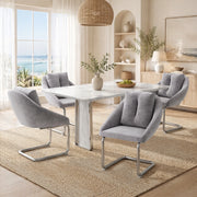 SEDIA Girevole in Velluto Grigio Set da 4 pezzi