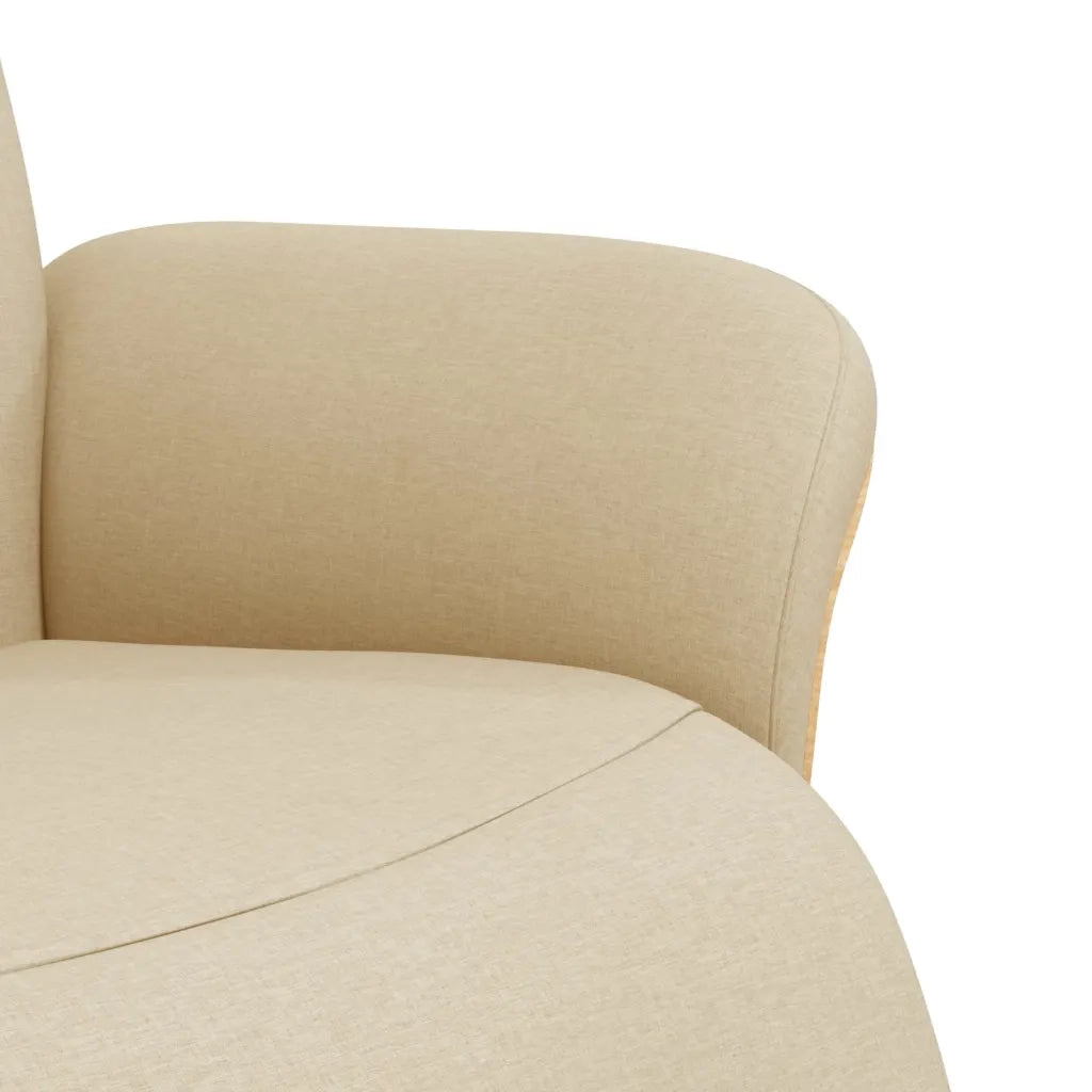 Poltrona | Sedia Relax Reclinabile con Poggiapiedi Crema in Tessuto