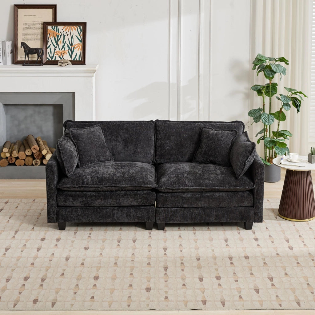 Divano Cloud Sezionale Moderno - Zephmum- per Soggiorno Camera da Letto Appartamento, Tessuto Chenille Traspirante, Nero