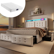 letto imbottito cotone lino beige 140 x 200 cm