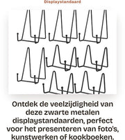 Sostegno per Display in Metallo Nero - Supporto per Foto/Kookboek - Orale Supporto per Tavolo - Decorativo - Resistente ai Colpi - Massima Profondità del Contenitore 1,2 Pollici - Supporto per Fotografie