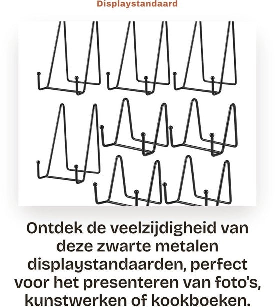 Sostegno per Display in Metallo Nero - Supporto per Foto/Kookboek - Orale Supporto per Tavolo - Decorativo - Resistente ai Colpi - Massima Profondità del Contenitore 1,2 Pollici - Supporto per Fotografie